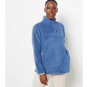 UGG Koolaburra Sweater Women’s Size Small Sherpa Microsuede Pullover Bijou Blue